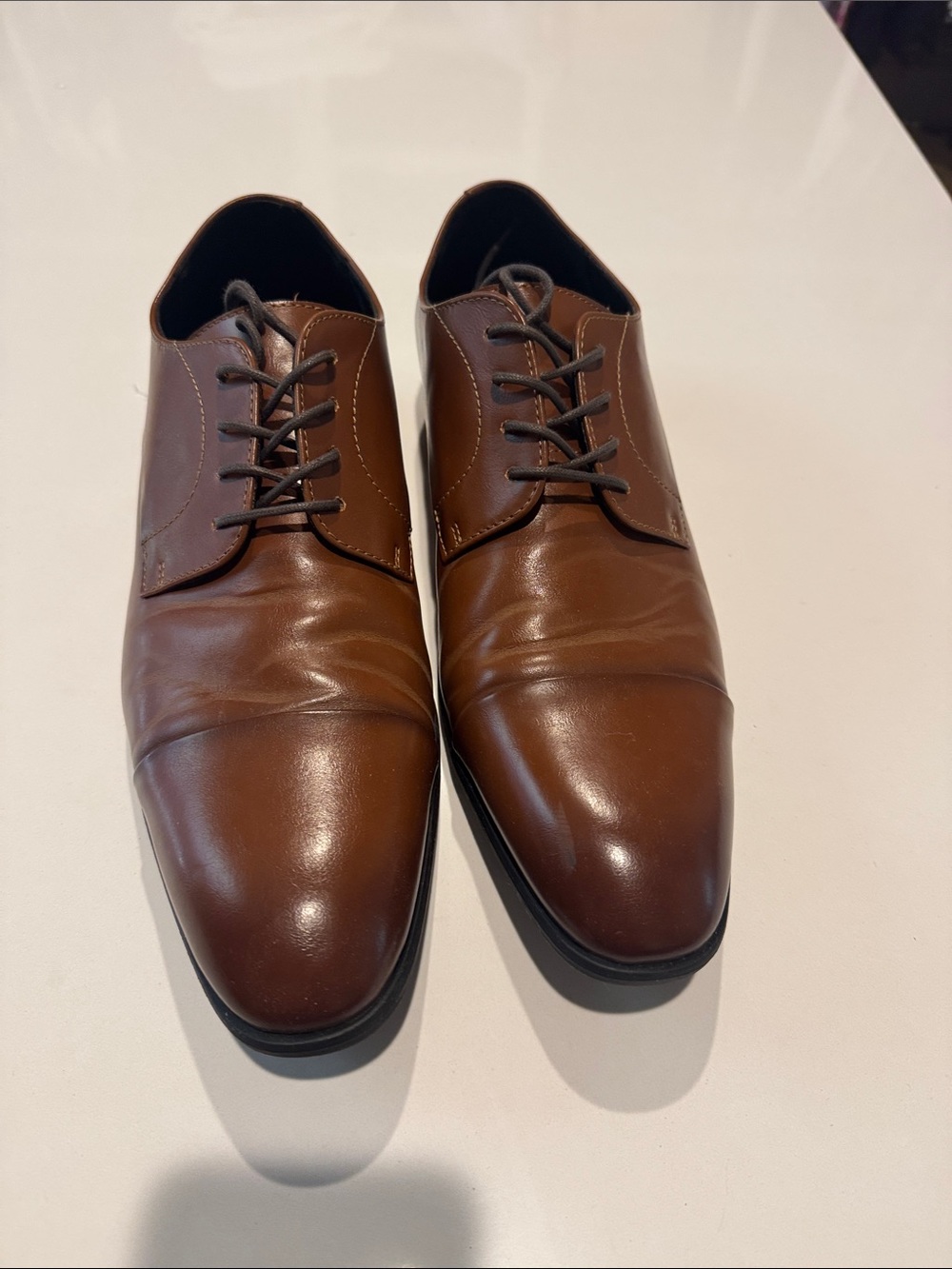 Alfani Brown Leather Derby Shoes